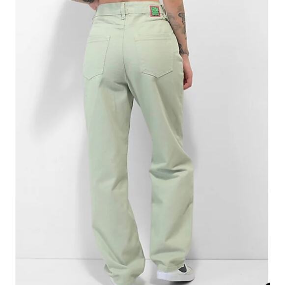 Empyre Size 0 Tori Sage Skate Jeans Green Relaxed Baggy High Rise Y2K Streetwear - Picture 2 of 15